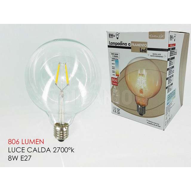 Lampadina palla filamento 8w-e27-2700k gt. 814731 - Principale