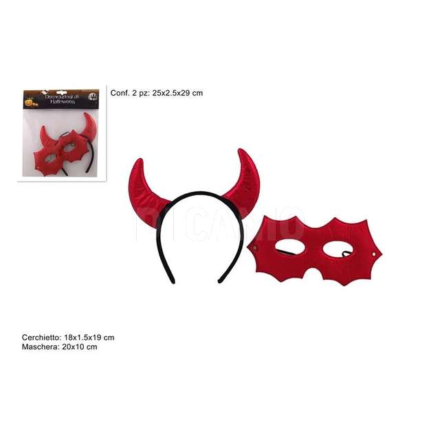 Cerchietto con maschera diavolo set 2 pz - Principale