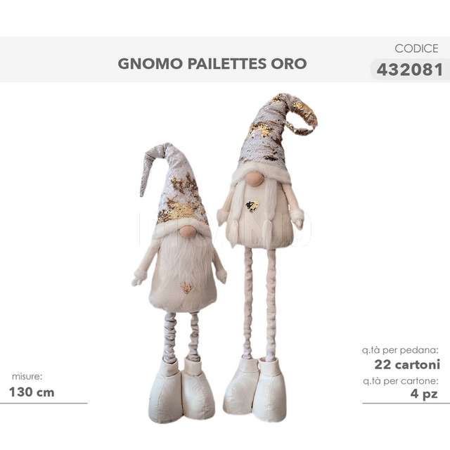 Gnomo pailettes oro 130cm - Principale