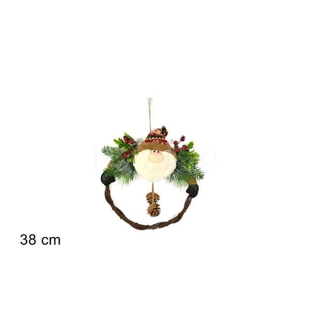 Dietroporta viso babbo natale con bacche 38 cm. - Principale