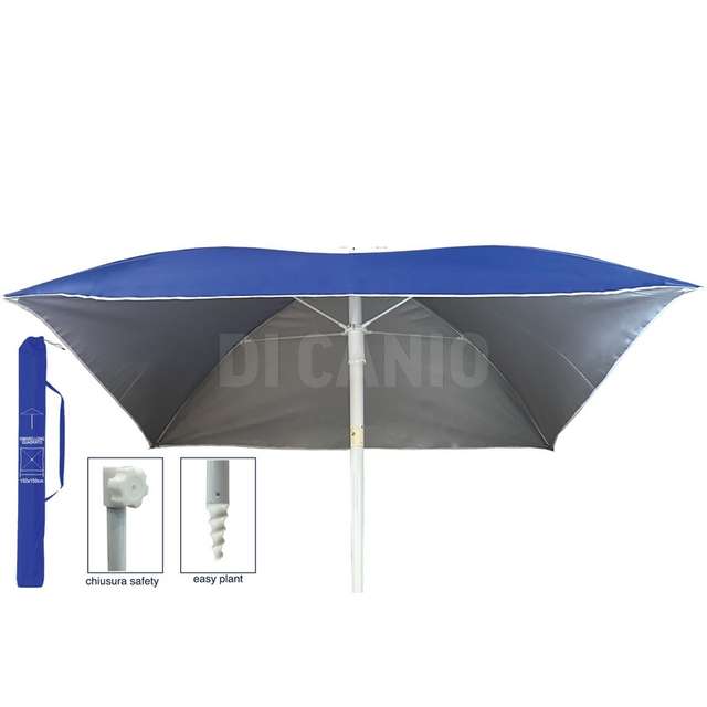 Ombrellone quadrato 150x150 acciaio con snodo e trivella protezione uv - Principale