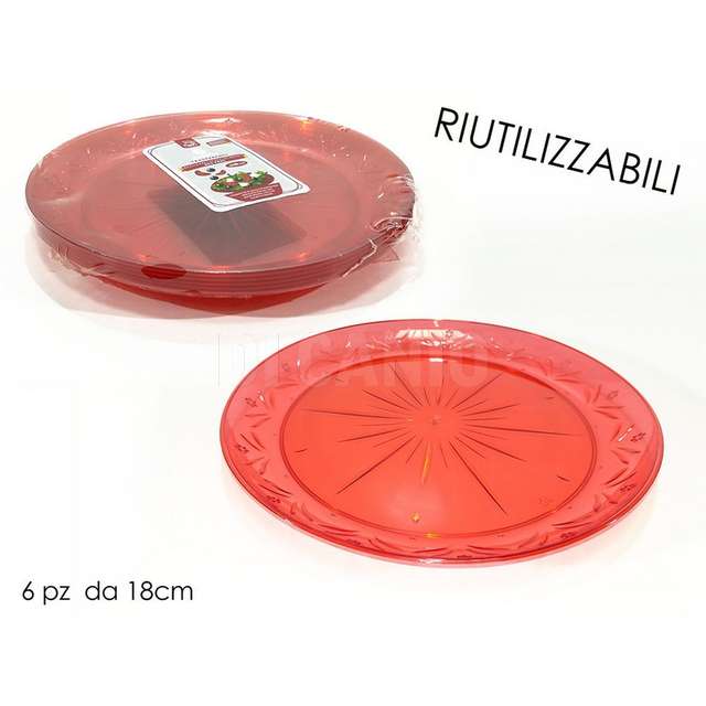 Set 6 piatti. 18 cm tondi rossostica - Principale