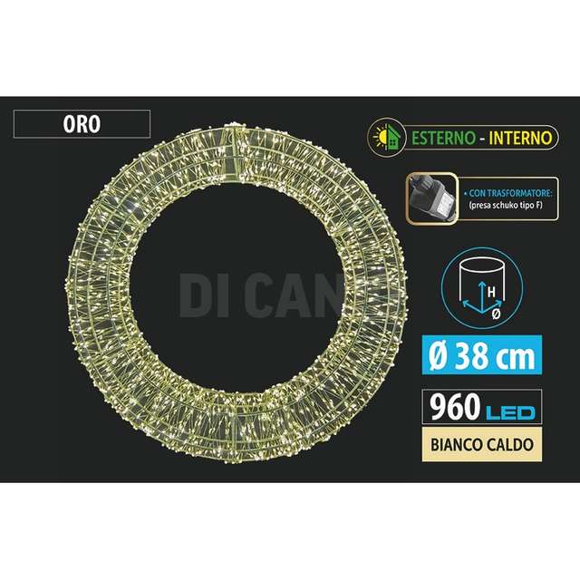 Ghirlanda metallo 38cm 960l u/est.caldo - Principale