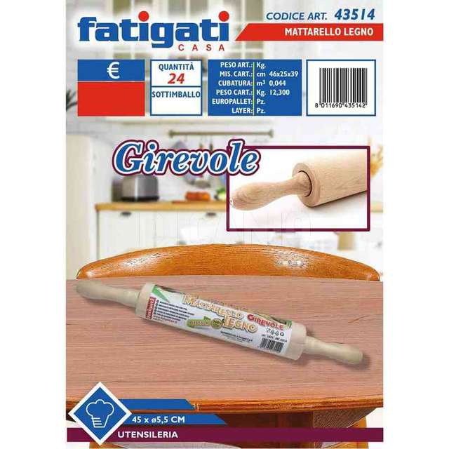 Mattarello girevole 45x5,5 cm diam - Principale