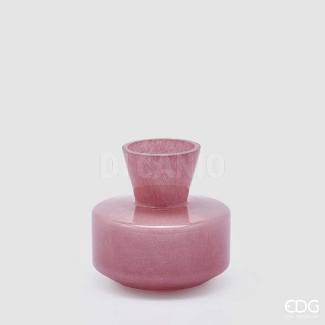Vaso rotondo con collo h.15 d.16 dark pink edg - Principale