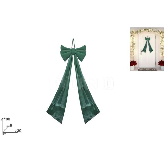 Fiocco natalizio verde velluto 30x100cm - Principale