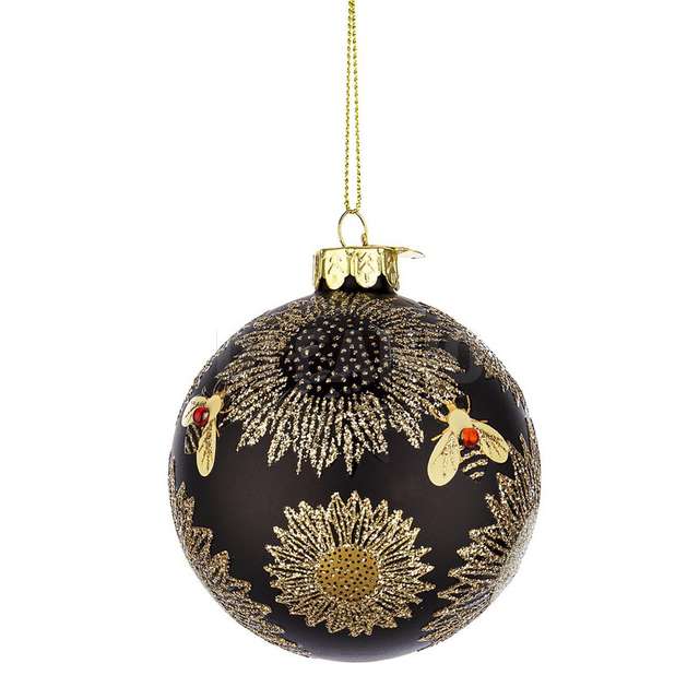 Sfera vetro honeybee nero pieno diametro 80 - Principale