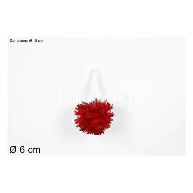 Palla piume 6cm rossa - Principale
