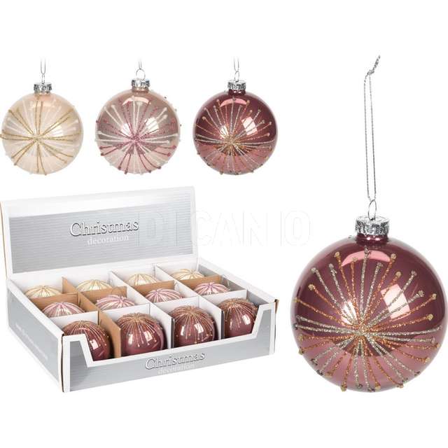 Sfera vetro glitter 8cm 3 assortimenti - Principale