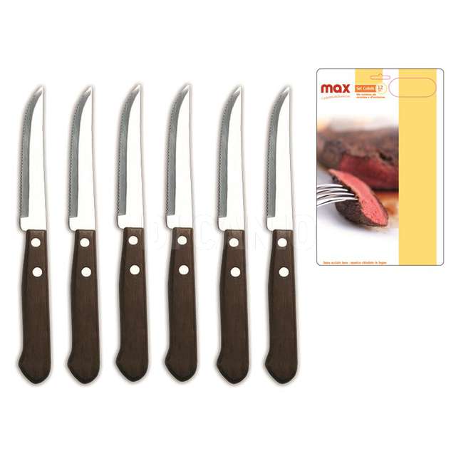 Set 12 coltelli bistecca manico legno max - Principale