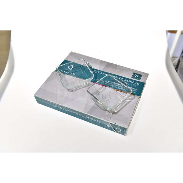 Set 6 pirofile in vetro quadrate 9x10,5x3,5cm - Principale