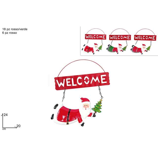 Dietroporta babbo natale con albero in latta 3ass. - Principale