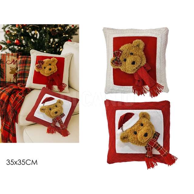 Cuscino c/orso nat. 35x35cm 2ass - Principale