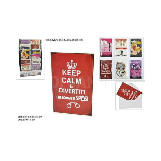 Biglietto addio celibato_nubilato 13.5x8.5cm 6ass ys15xqqk_gi003582_due e. - Principale