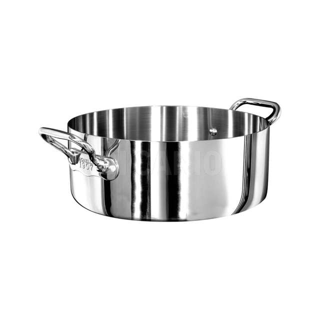 Casseruola bassa 2 manici alluminio inox lucido induzione cm.28x11 1907 agnelli - Principale