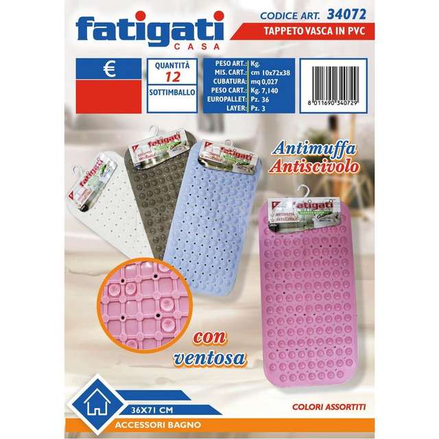 Tappeto bagno in pvc.36x71cm.colora - Principale