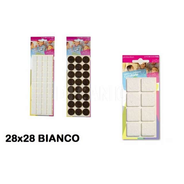 Feltrini autoadesivi bl. maxi 28x28 bianco jumbo - Principale