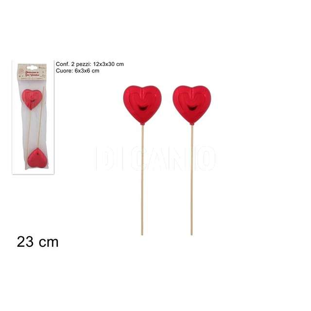 Set 2 pz spilloni cuore rosso lucido cm.23 - Principale