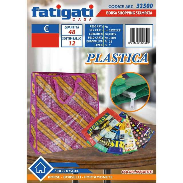 Borsa shopping stampata 50x55x25cm. - Principale