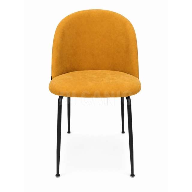 Sedia tessuto lino giallo senape struttura nero cm.50x57x47/49.5h - Principale