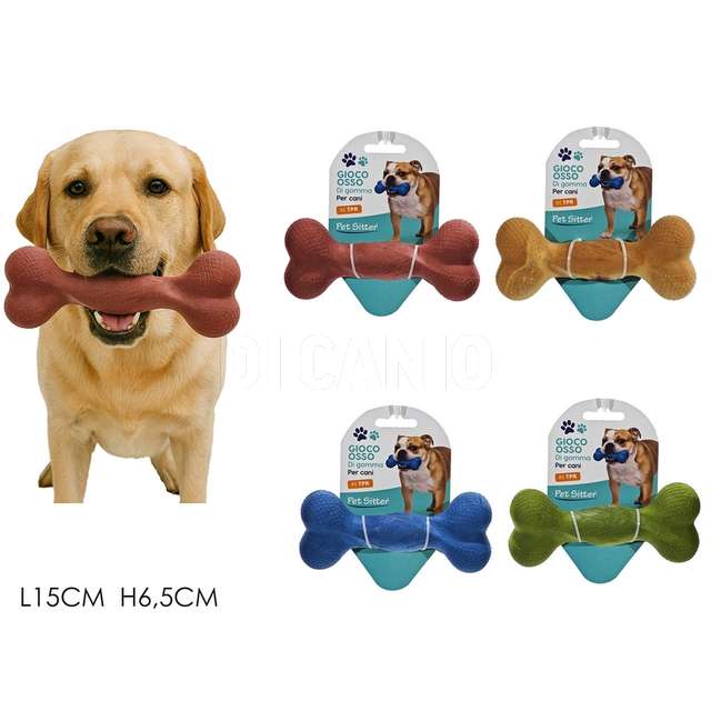 Osso in gomma aminale dm.15x6.5 assortito - Principale