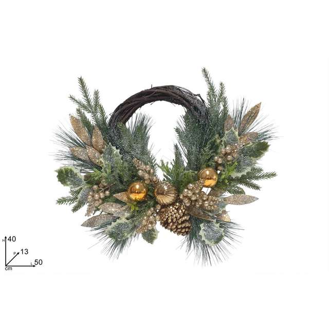 Dietroporta 50cm.x470cm. c foglie e palline oro - Principale