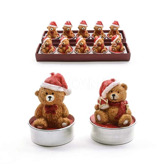 Set 5 tealight in cera d.4xh.4.5 cm design assortiti in scatola regalo - Principale