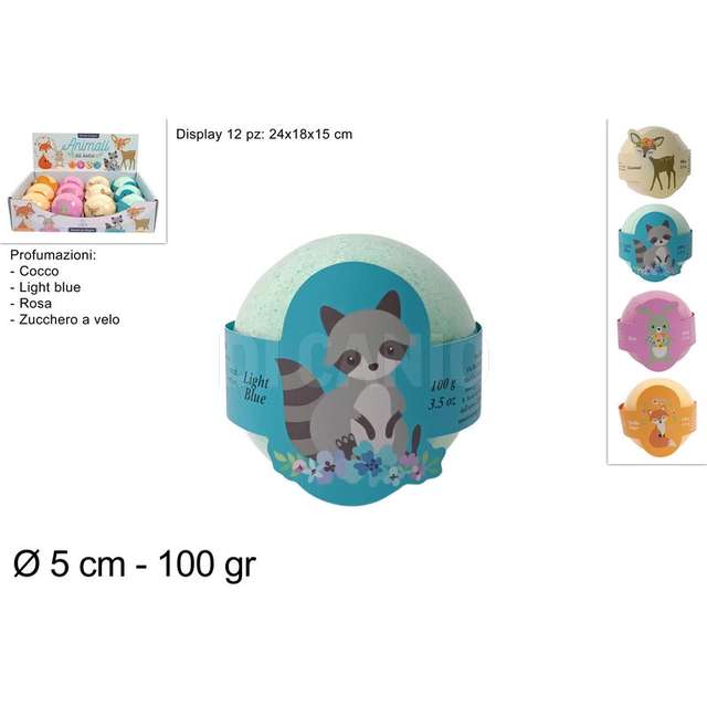 Bomba da bagno 100gr con decoro animali in display 4 ass - Principale