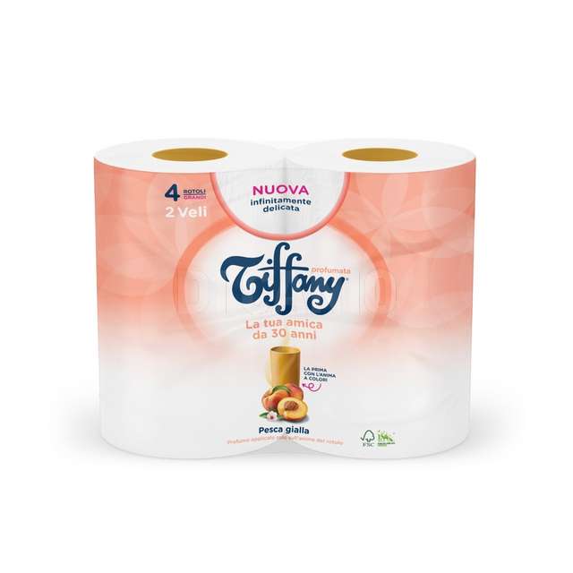 Tiffany igienica 4 rotoli pesca giallaprofumata - Principale