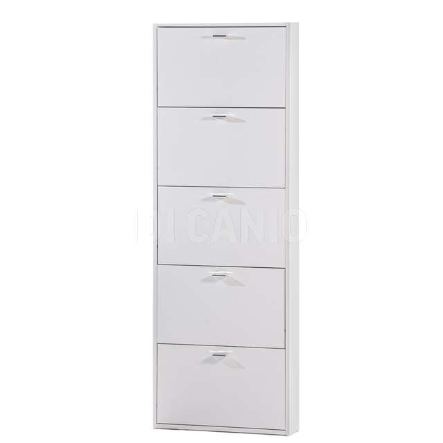 Scarpiera salvaspazio 5 ante cm.181x63.5x16.5 bianco frassino - Principale