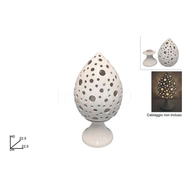Pumo lanterna ceramica c pallini bianco 40 cm bianco - Principale
