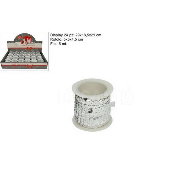 Rotolo cordoncino pailettes 5 mt in display silver d.e. - Principale
