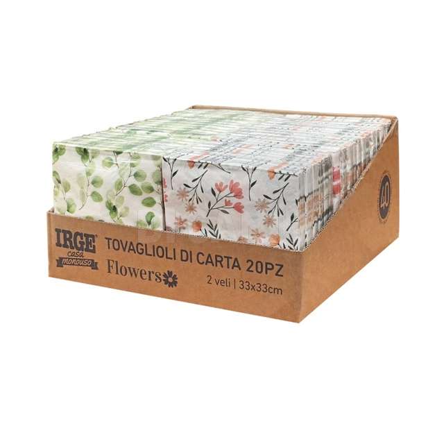 Conf. 20 tovaglioli carta 33x33 flowers - Principale