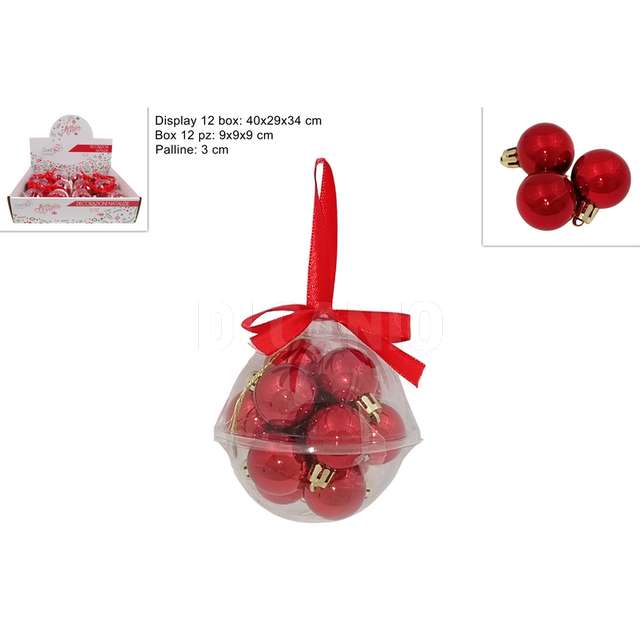 Palle lucide 3 cm. rossa set 12 pz. in box palla pvc - Principale
