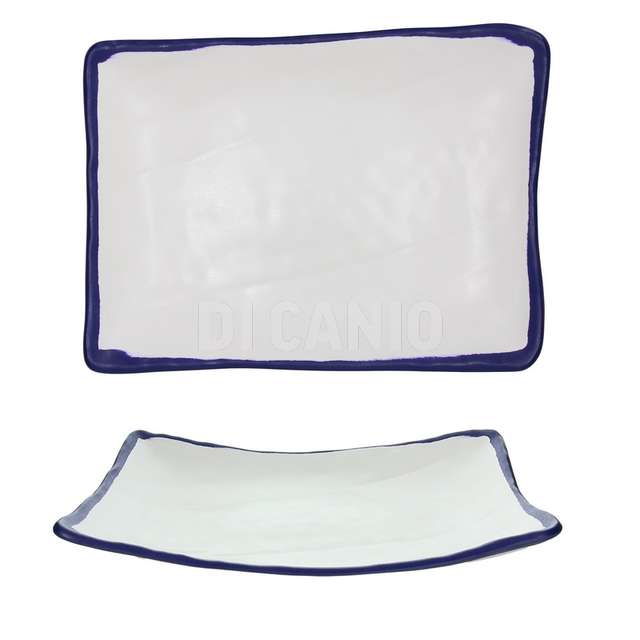 Piatto rettangolare cm.27 melamina white blue tognana - Principale