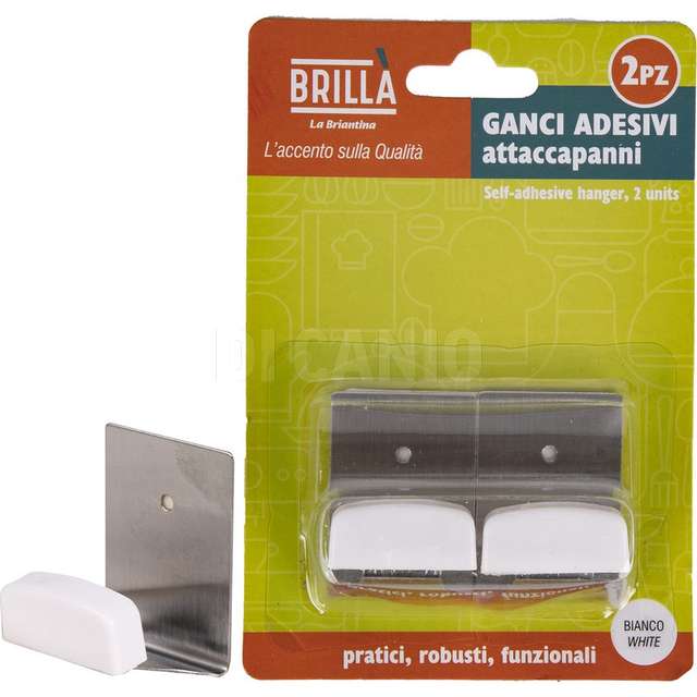 Ganci adesivi metal bianchi 2 pz la briantina - Principale