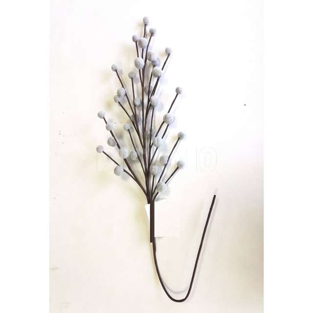Ramo con palline floccate grigie l.89 cm. - Principale
