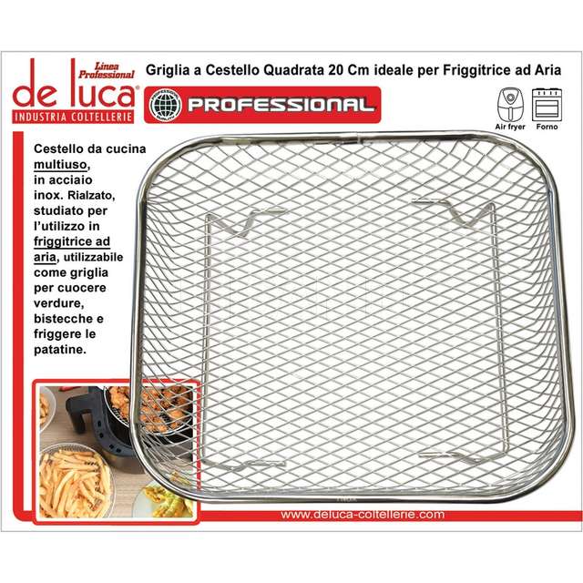 Griglia a cestello quadrata inox cm.20 - Principale