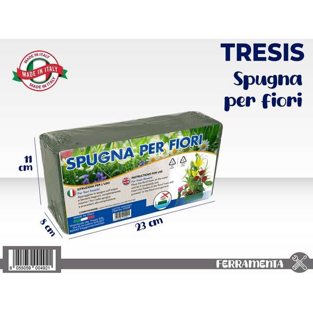 Spugna fiori idro verde cm.23x11x8 - Principale