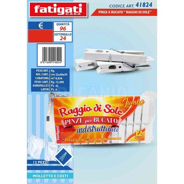 Pinza x bucato 12 pz raggio di sol - Principale