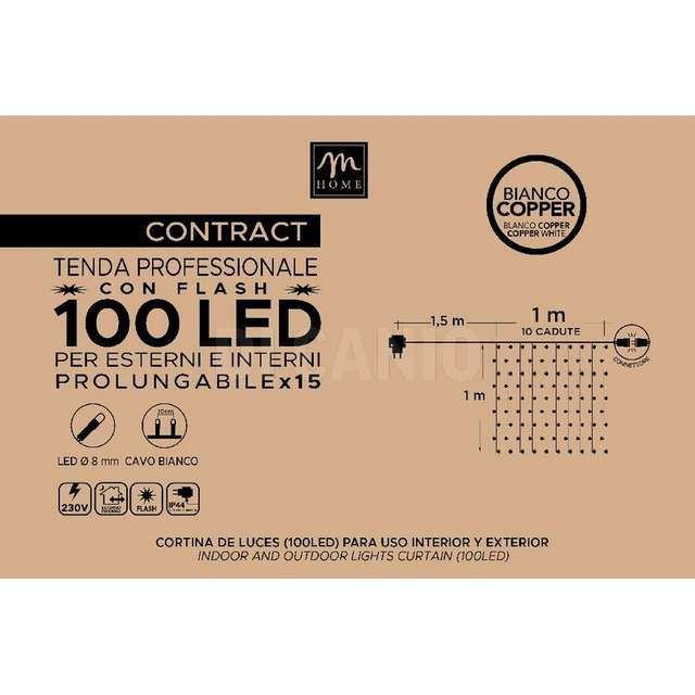 Tenda contract 100 led colore copper con flash in bianco, da esterno, prolung. - Principale