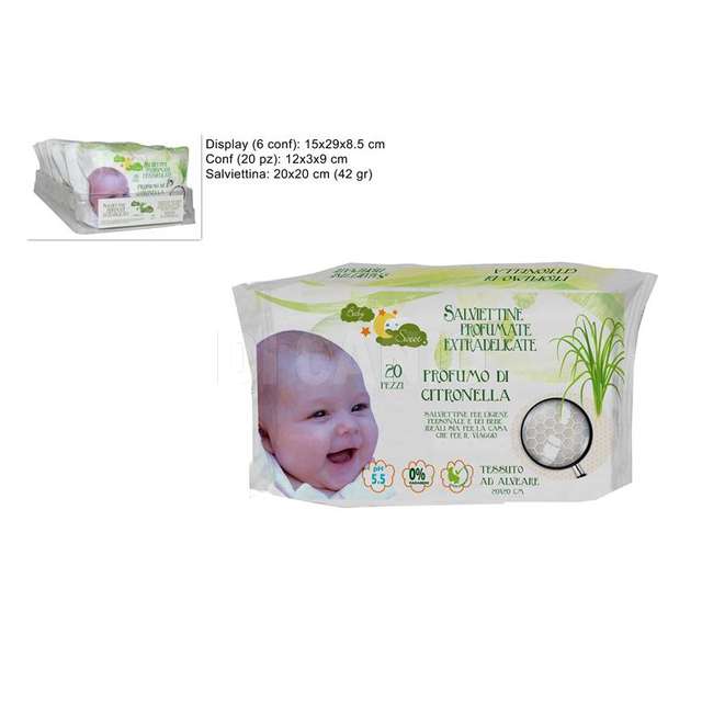 Salviettine detergenti 20 pz 42 gr. citronella - Principale