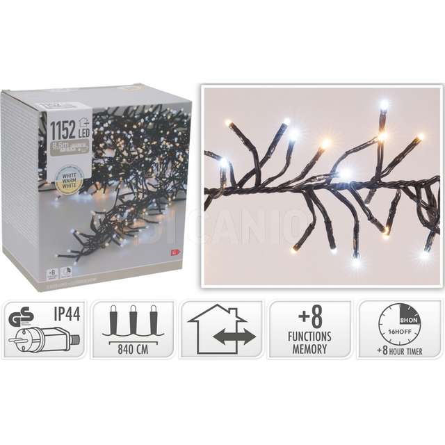 Ghirlanda 1152led caldo/freddoi di luce cavo nero 8,5mt + 3mt - Principale