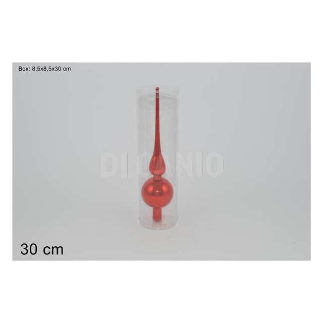Puntale vetro albero 30 cm. lucido rosso - Principale