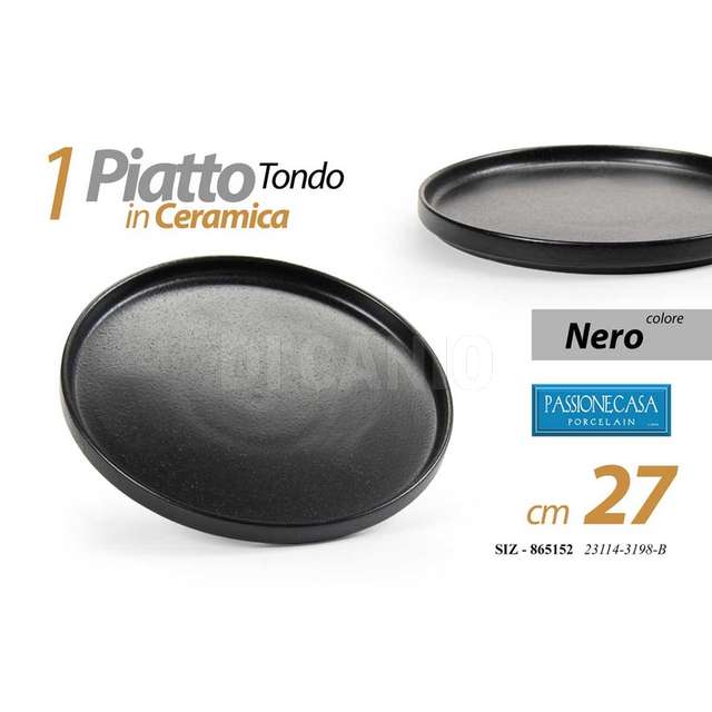 Piatto tondo nero ceramica cm,27 - Principale