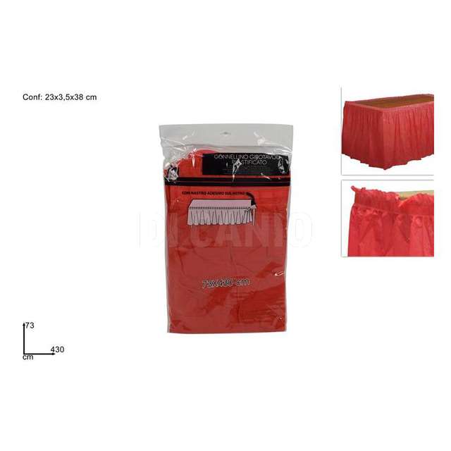 Copritavolo plastificato cm.73x430 rosso - Principale