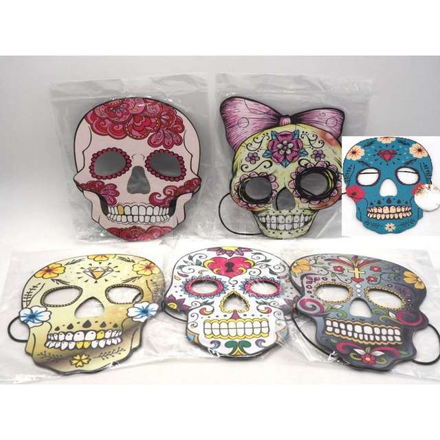 Maschera carta teschio con elastico 6 ass. - Principale