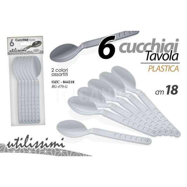 Conf. 6 cucchiai plastica assortiti - Principale