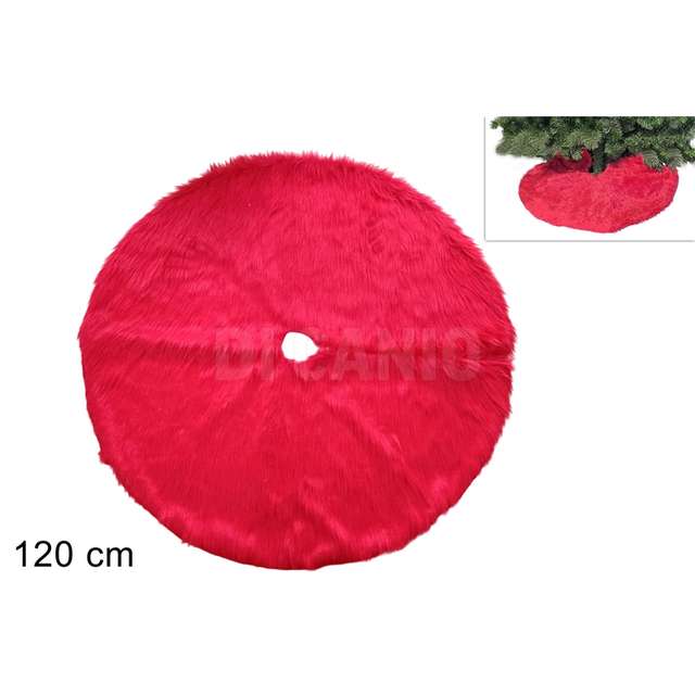 Tappeto albero pelliccia rosso 120 cm. - Principale