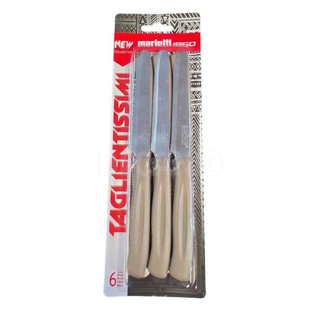 Conf. 6 coltelli tavola lama dentata cm.11 tortora taglientissimi new 1860 - Principale